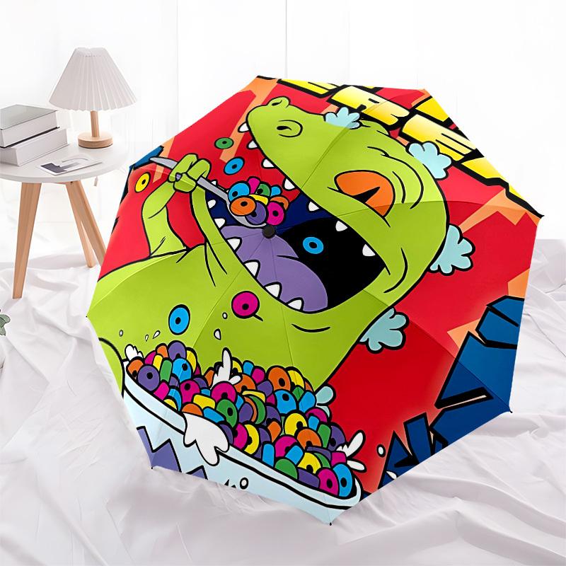 Cereal Monster Automatic Opening and Closing, 8 rib Structure Portable Umbrella, Suitable for Men and Women in All Seasons Perfect Gift for