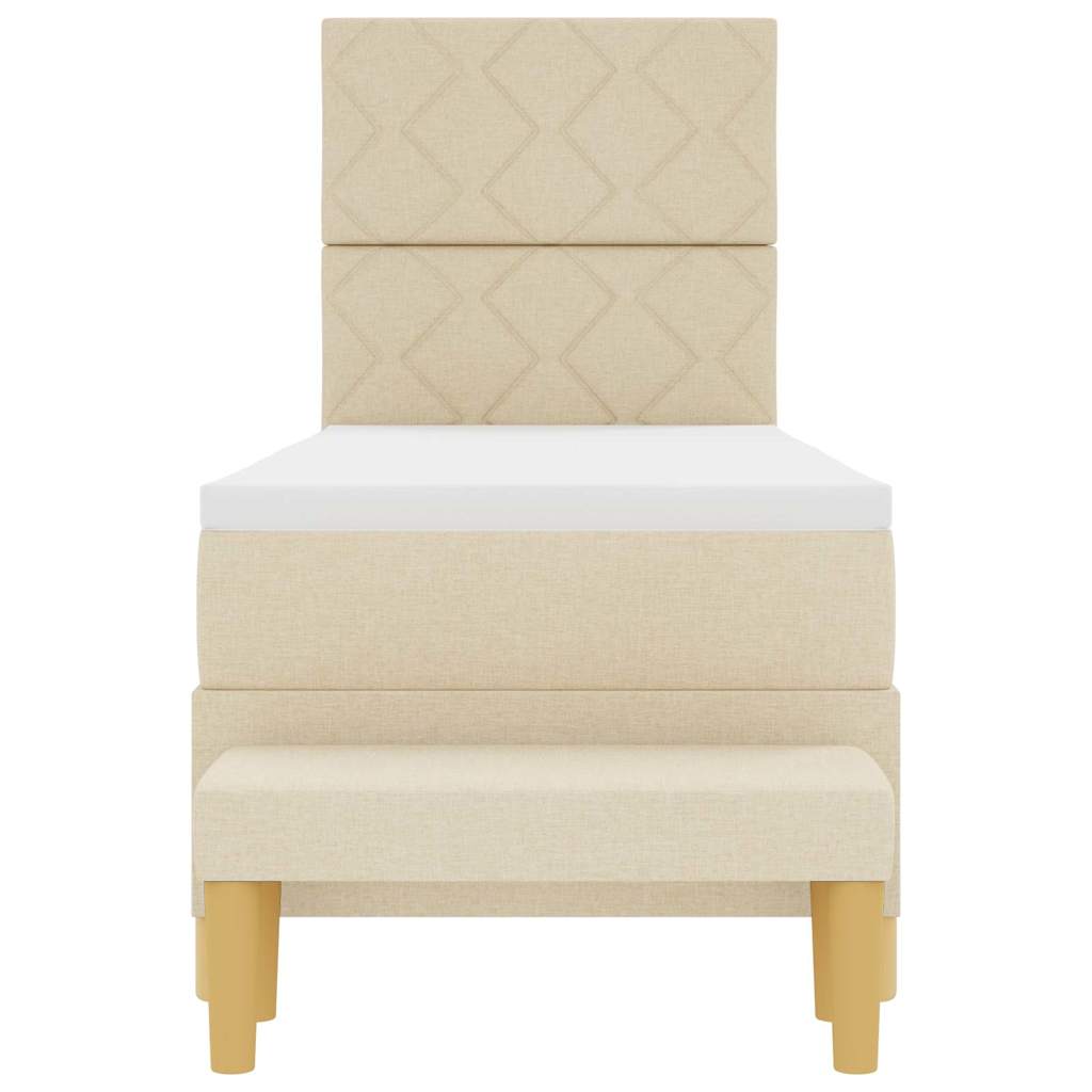 Upholstered Bed with Headboard and Pillows Cream 200 x 80 cm Fabric