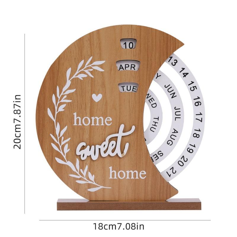 1PC wooden creative calendar perpetual calendar home decoration office desktop ornament manual rotating desk calendar