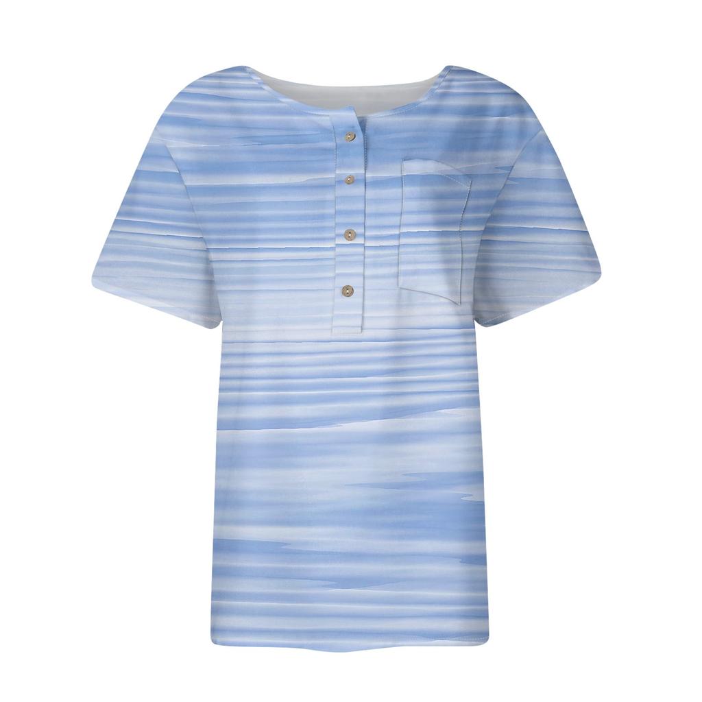 Shirt For Women Button Down Fashion Casual Print Short Sleeve Shirts Blouse