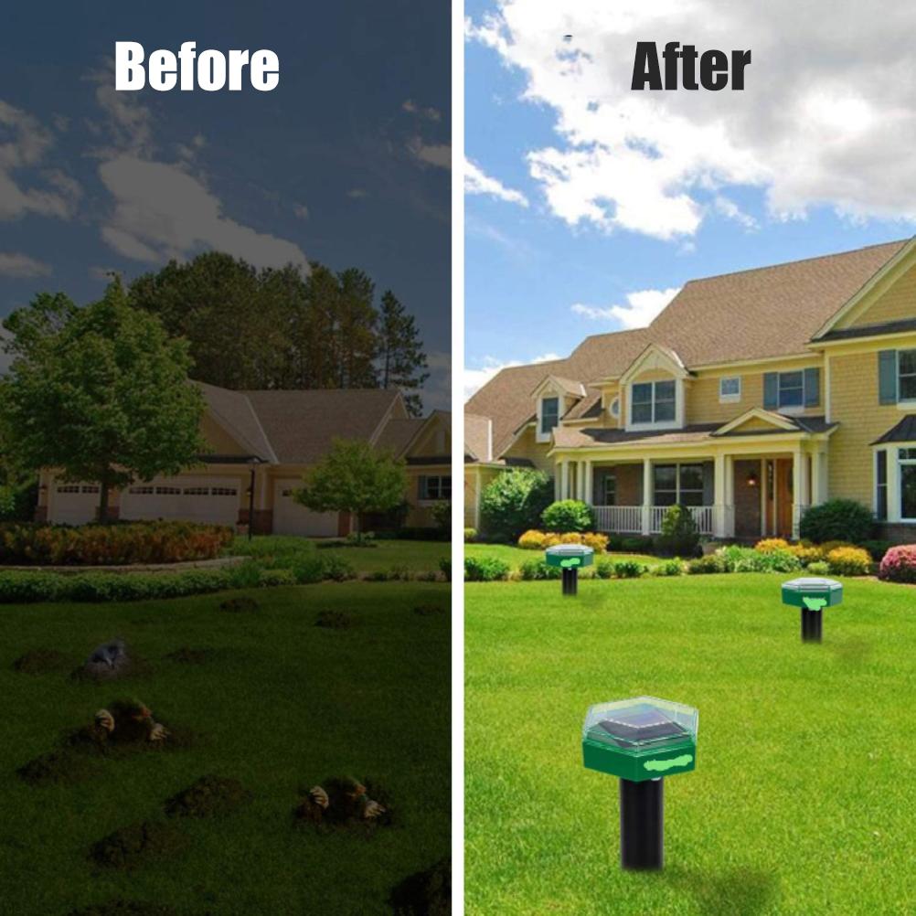 4 шт. Солнечный отпугиватель кротов, ультразвуковой, наружный, водонепроницаемый, звуковой, отпугиватель кротов, грызунов, сусликов