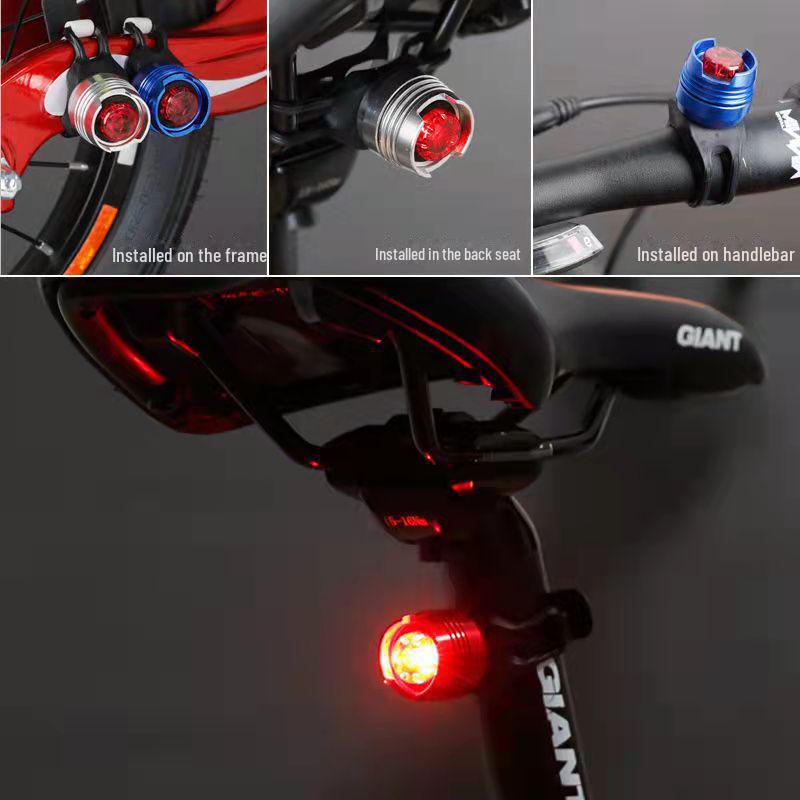 Bicycle LED Tail Light: Aluminum Alloy, Bright Ruby, Quick-Release Hook, Helmet Compatible, Mountain Bike Warning Light