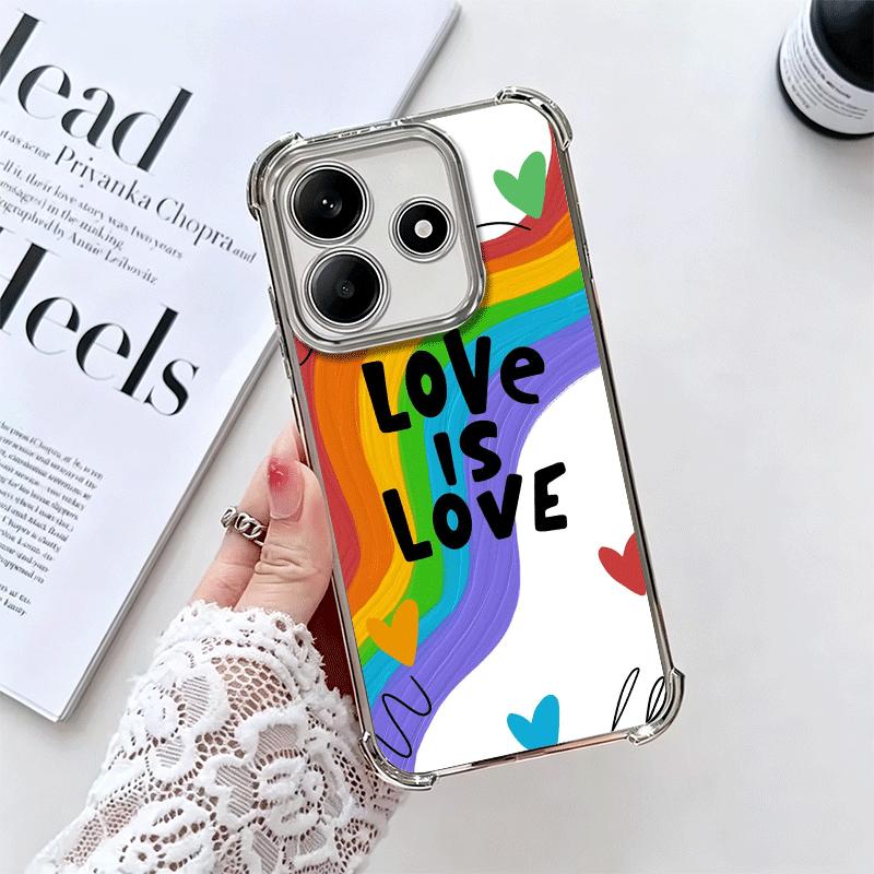 LGBT Rainbow Love Is Love Plating Phone Case For Xiaomi Redmi Note 14 15 Pro Plus 13 12 11 11S 11T 10 9S 9 5G Anti-Fall Airabag