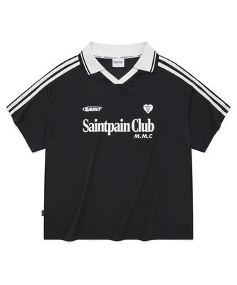 SAINTPAIN Sp Футболка с логотипом-сердечком и полосатым воротником - Черная