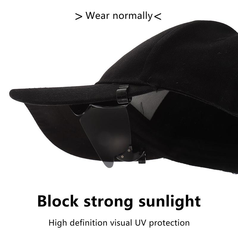 1PC Adjustable Sports Sunglasses Clip-On UV Protection Flip-Up Cover Cycling Goggles Cap Hat for Outdoor Activities 7