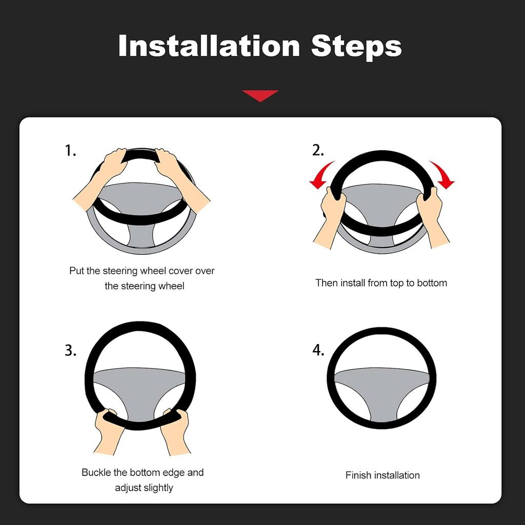 Ergocar Round Shape Carbon Fiber & Microfiber PU Leather Steering Wheel Cover Anti-Slip Car Steering Wheel Protector Breathable Sweat Absorbent Sport