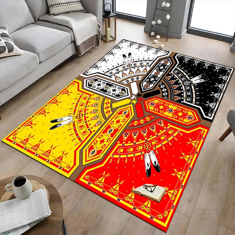 1PC Native American Patterns Extra Large Non-Slip Floor carpet, Office, family, bedroom, Studio - Large Area Rug Indoor Rugs, Vibrant Colors-A250