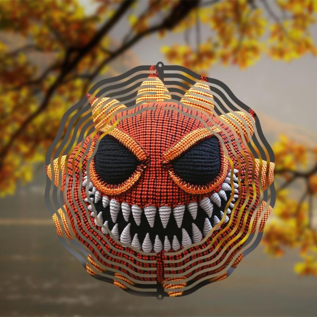 Orange Black Wind Chime Outdoor Garden Decor No Electricity Needed Wall Hanging 3D Woven Wind Bell for Yard Patio Home Gift Halloween Thanksgiving