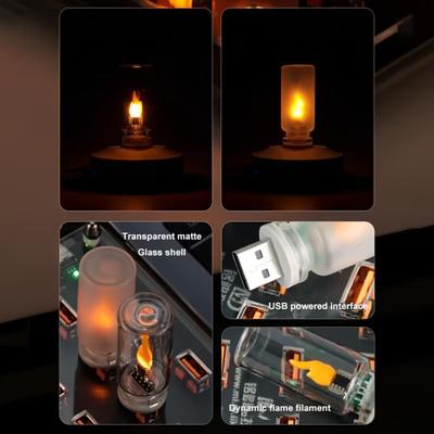 Пламя Атмосферный Свет USB Ночник Теплый Желтый Лампочка Декоративное Освещение Кемпинг