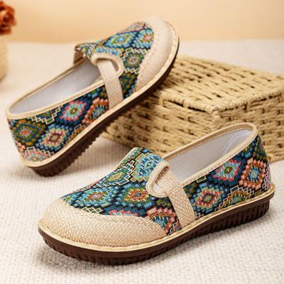 Обувь женская универсальная новая дышащая однопедальная на мягкой подошве одинарная обувь льняная удобная этнический стиль старый Пекин повседневная тканевая обувь