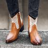 Fashionable Embroidered Pull On Boots Cowboy Boots For Men With Wide Square Toe Western Retro Boot Durable Classic
