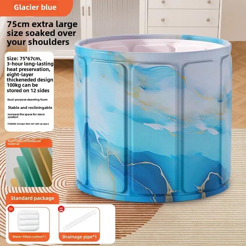 Круглая складная ванна для детей и взрослых, портативная ванна, СПА для ванной, удобное хранение, складное ведро для купания с крышкой