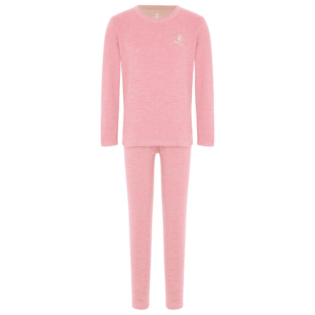 Unisex Kids Solid Color Thermal Underwear Set Round Neck Long Sleeve Top Elastic Waistband Leggings Sleepwear Loungewear