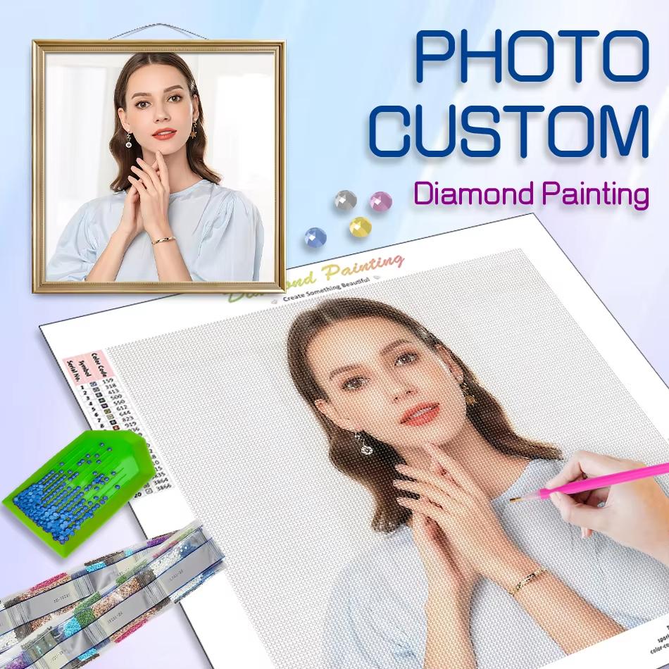 Photo Custom Full Round Rhinestone Home Decor Diamond Art Diamond Painting Unique Gift with Your Photo Home Decor