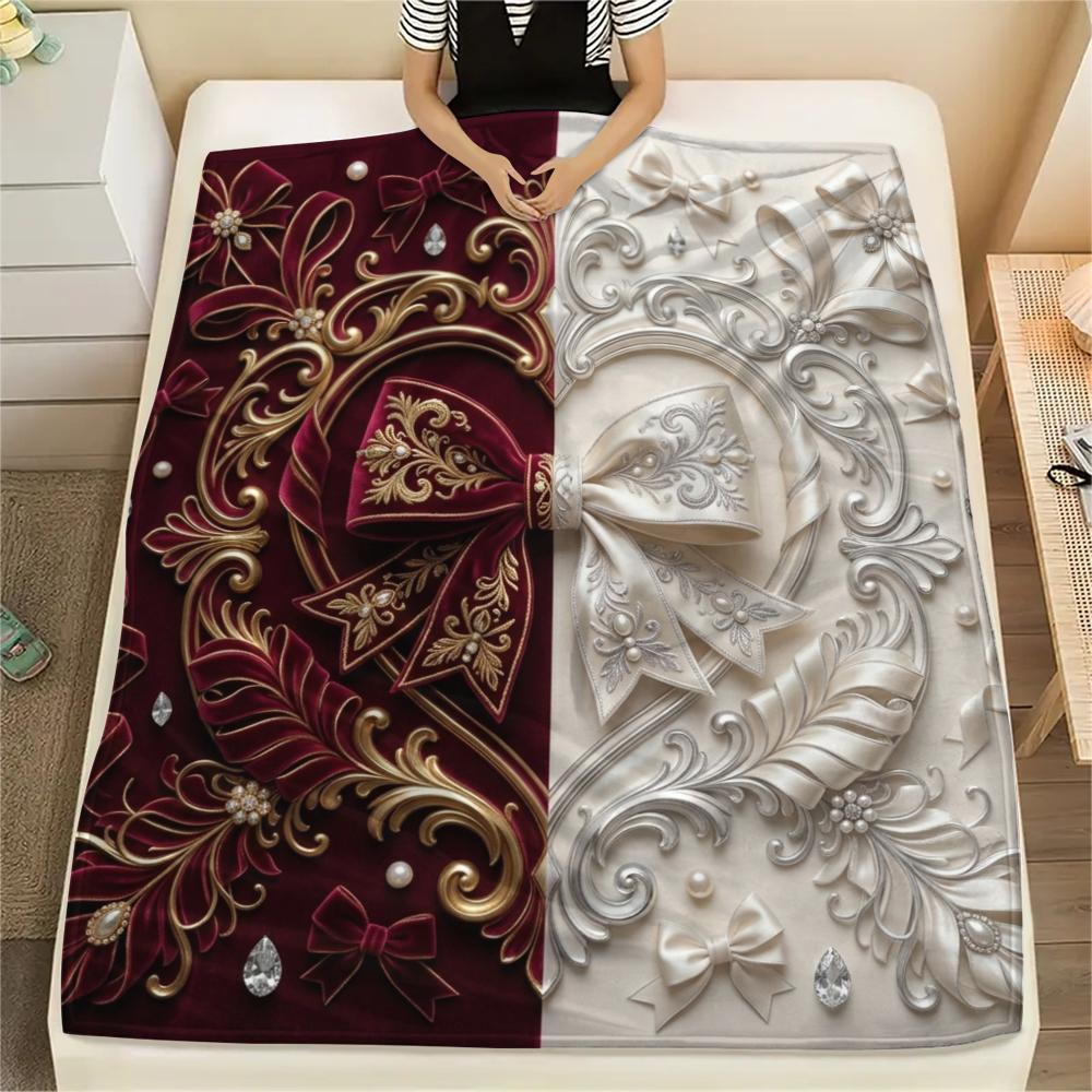 1Pc Gorgeous R&B Print Flannel Blanket, High quality Comfortable for All Seasons, Home Decor, Warmth and Comfort, Perfect for Christmas Gifts W41