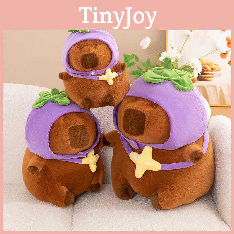Eggplant Hat Capybara Plush Toy Stuffed Doll Cartoon Home Decoration Kids Gift