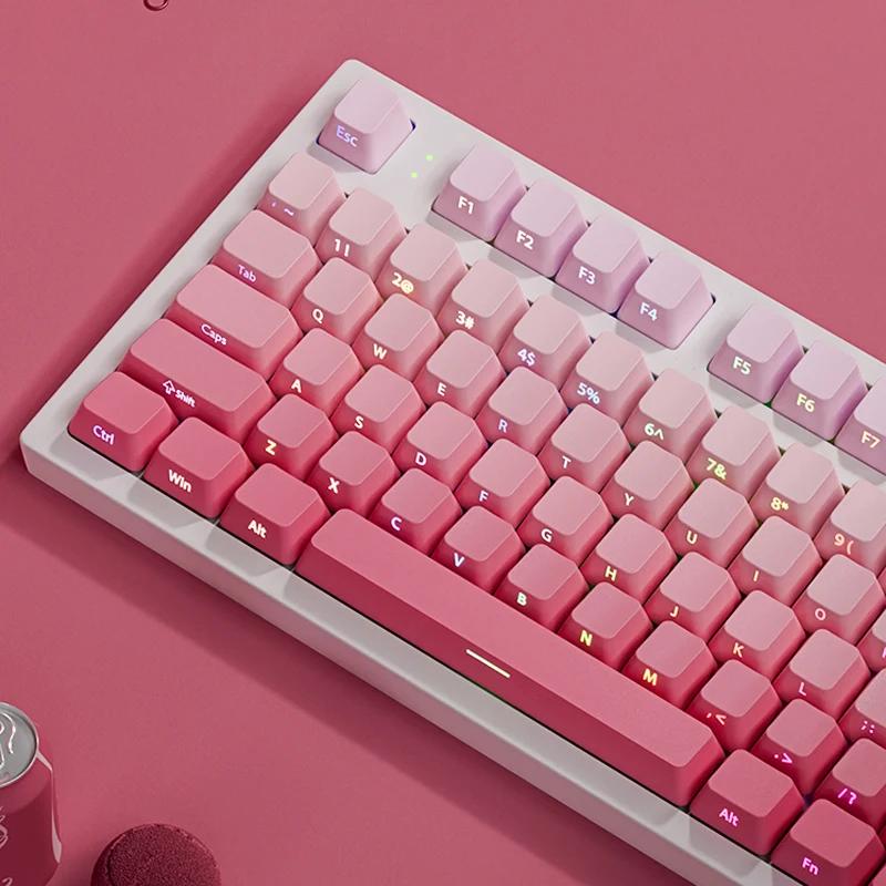 Xiaomi 135 клавиш Клубнично-розовые боковые отпечатки PBT кейкапы Double Shot Просвечивающие кейкапы Профиль Cherry для клавиатуры с переключателями Cherry MX