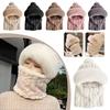 Winter Fleece Lined Knitted Hat with Ear Flaps, Windproof Neck and Warm Cycling Gaiter For Outd P2D3