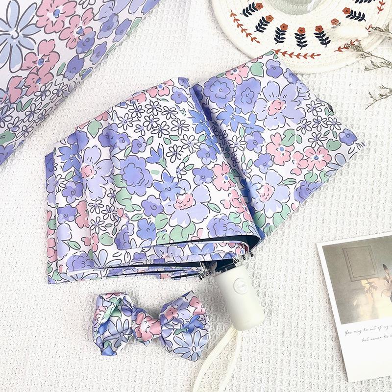 Dual-Purpose Floral Umbrella for Women: Automatic Folding, Sunscreen & UV Protection, Wind & Rain Resistant