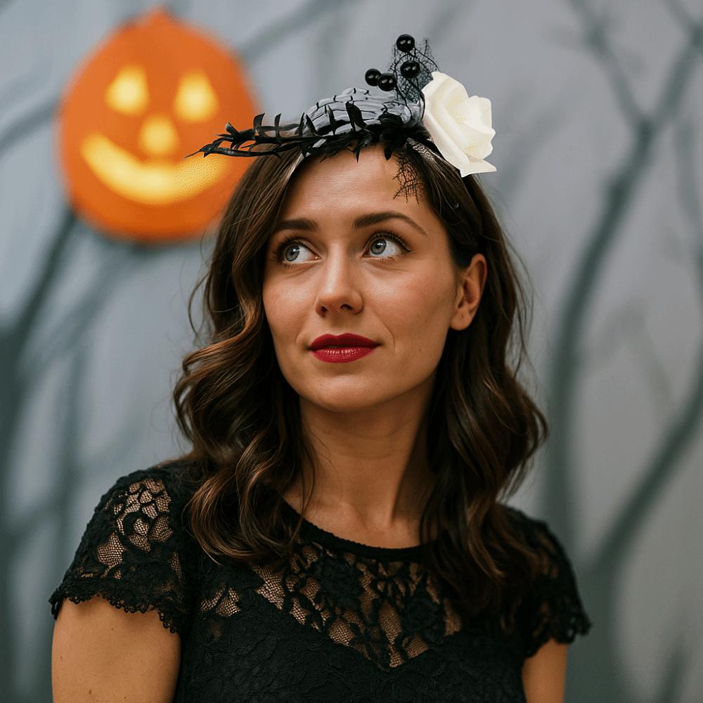 Skull Halloween Headband Bat Halloween Flower Crown Branch Hair Hoop  Costume Party Accessories
