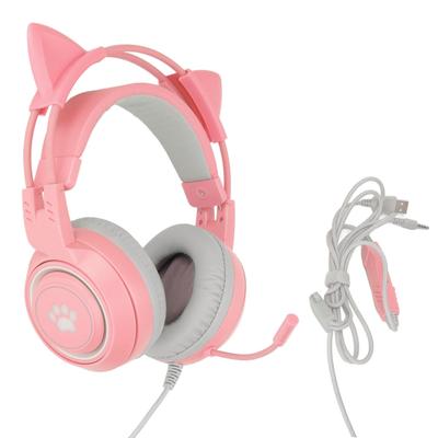 Игровая гарнитура SYG25 Cat Ear с разъемом USB+3,5 мм, игровые наушники с поддержкой регулировки громкости и микрофоном