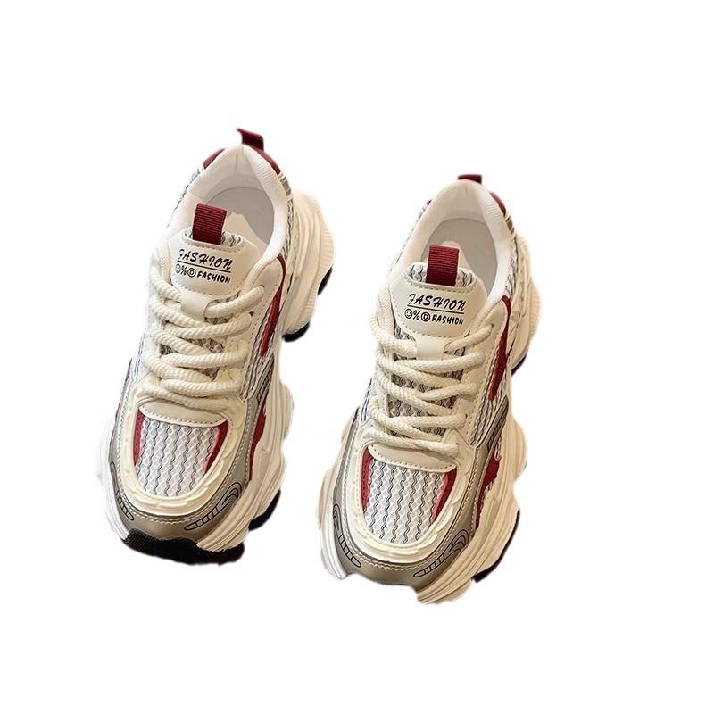 Покажите маленькие ножки, высокая ценность, толстая подошва для увеличения роста, женские кроссовки в стиле «папа», весенне-осенние универсальные модные повседневные женские туфли