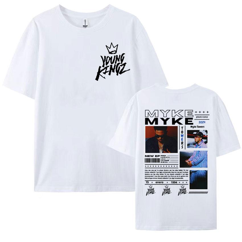 Rapper Myke Towers Graphic Printed T-shirts for Men Harajuku Hip Hop Oversized T Shirt Unisex Summer Cotton Short Sleeve T-shirt