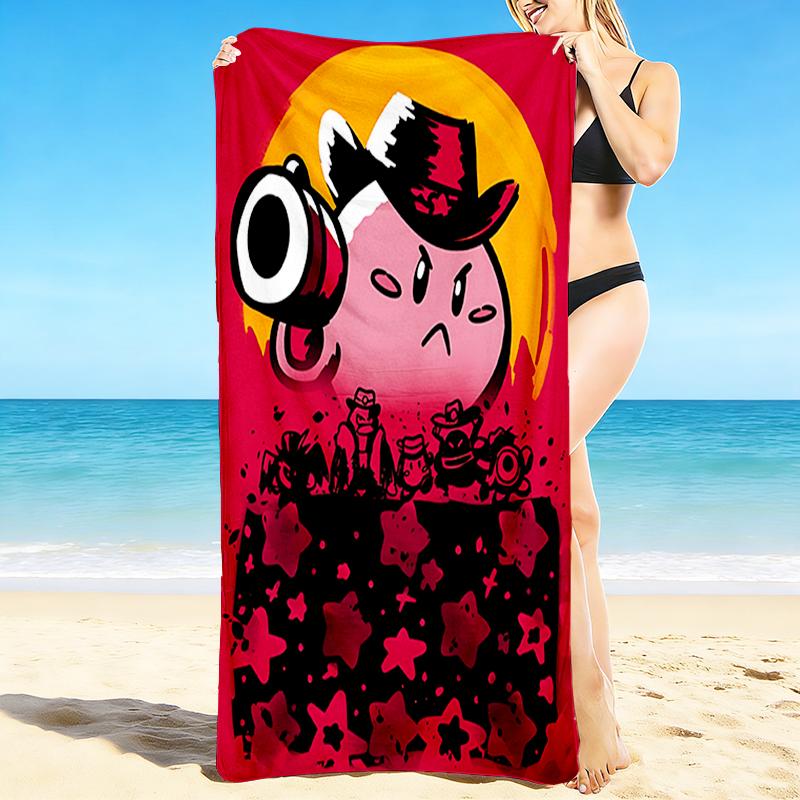 1Pc Cowboy Kirby Adventure Beach Towel, Quick Dry, Multi-Use for Beach Pool Gym Yoga Home Travel, Christmas, Halloween, Xmas Gift M92919