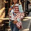 Women's Fashion Plaid Print Long Sleeve Ruffled Open Front Jacket