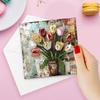 6PCS DIY Rhinestone Diamond Art Mosaic Postcards Diamond Art Greeting Cards for Festivals and Celebrations
