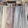 Summer Korean Style High Waist Elastic Drawstring Loose Plus Size Casual Straight Leg Pants for Women