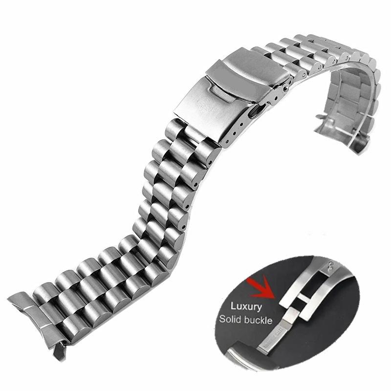 Браслет из цельной нержавеющей стали для часов Seiko Luxury с изогнутым концом, ремешок для часов Oyster 20 мм 22 мм, аксессуар для часов Jubilee