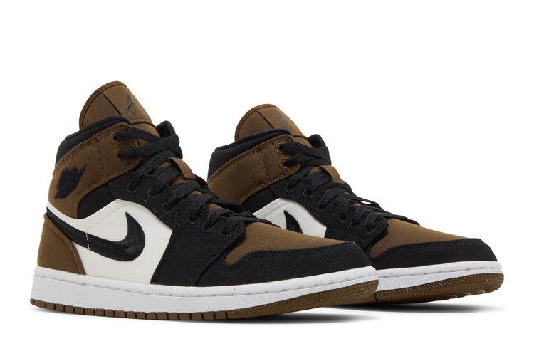 Women's Sneakers Nike Jordan 1 Mid Olive Toe (Women's) Light Olive/Black-Sail-White