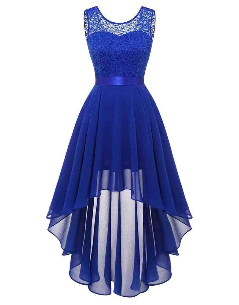 Женское кружевное шифоновое платье без рукавов с круглым вырезом, однотонное, большое, нестандартное, длинное, свадебное, элегантное, вечернее, вечернее платье