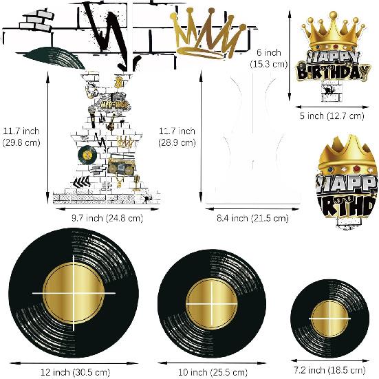 GRULLIN 1PCS 80s 90s Rapper Notorious One 1st Birthday Cupcake Stand Holder, Black Golden Chain Hip Hop Rock The Big One Party Favor Decor Supplies