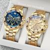 2025 комплект Мужские деловые часы Модные арабские часы со стальным ремешком Мужские кварцевые часы Набор без коробки