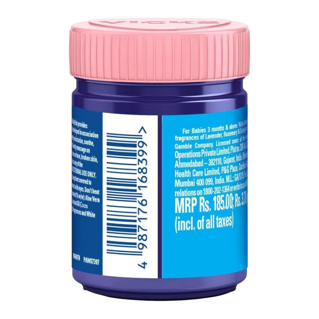 Vicks BabyRub 50 Ml Baby Moisturizing Balm For Soothing And Relaxing Gentle Infant Care Massage Ointment Pack Of 1