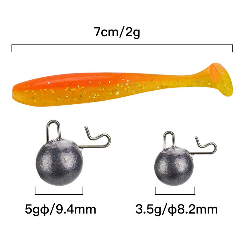 DIY Soft T Fishing Lure Set 25pcs Silicone Baits with 3.5g/5g Sinkers Jig Head Fishhook Offset Hook Worm Carp Fishing Tackle Kit