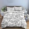 Black and White Swirl Pattern Bedding Set Bedding set (1 duvet cover, 2 pillowcases, duvet not included)