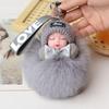 Exquisite Handmade Plush Sleeping Doll Pendant with Faux Mink Fur, Perfect As a Backpack Accessory