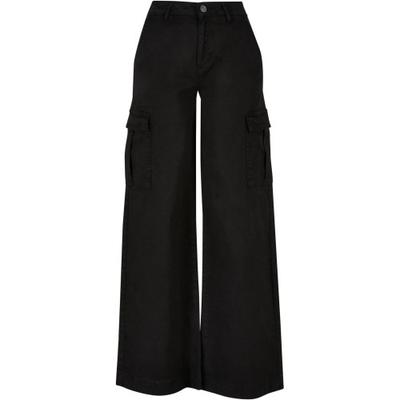 Urban Classics Женские/Дамские Твиловые Брюки Карго с Завышенной Талией и Широкими Штанинами