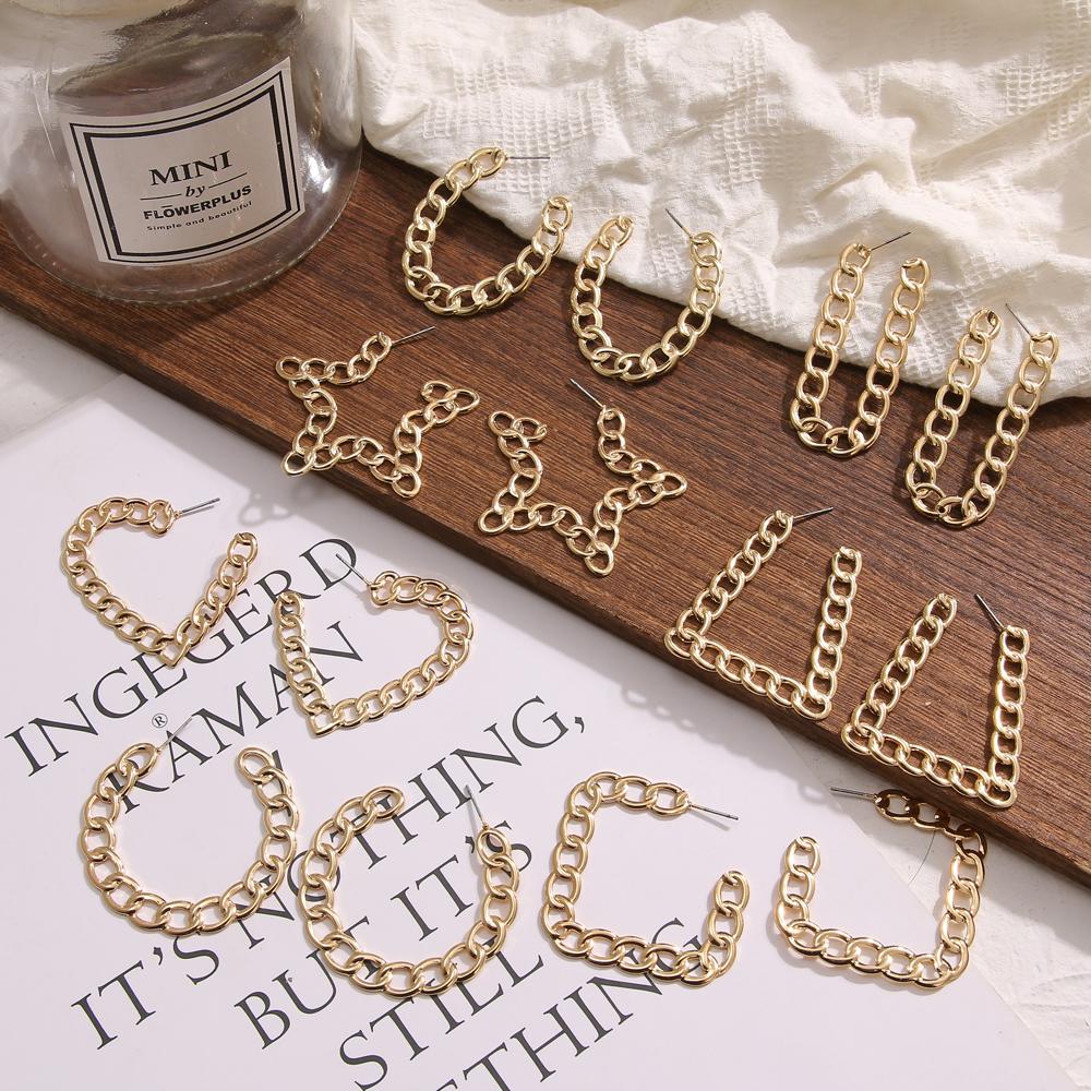Простые креативные ретро преувеличенные полые круглые серьги-цепочки, женские индивидуальные геометрические серьги для девочек