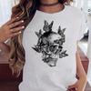 Maycaur Fashion Skull Flower Print Женская футболка Летняя повседневная женская футболка с коротким рукавом и круглым вырезом в стиле 90-х годов, женская футболка, топы