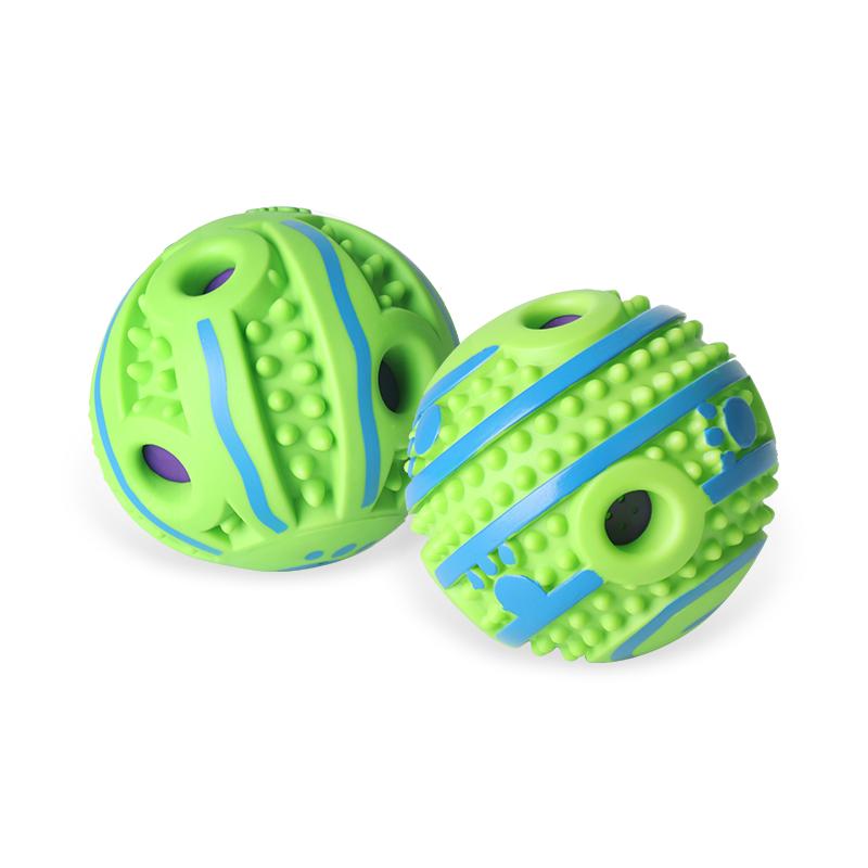 2024 Custom Vinyl Dog Treat Ball Food Dispensing Toy Protruding Grinding Teeth Chew Toys Interactive Slow Feeder