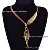 European & American Black Leather Feather Diamond Tassel Necklace - Multi-layer Women's Clavicle & Sweater Chain