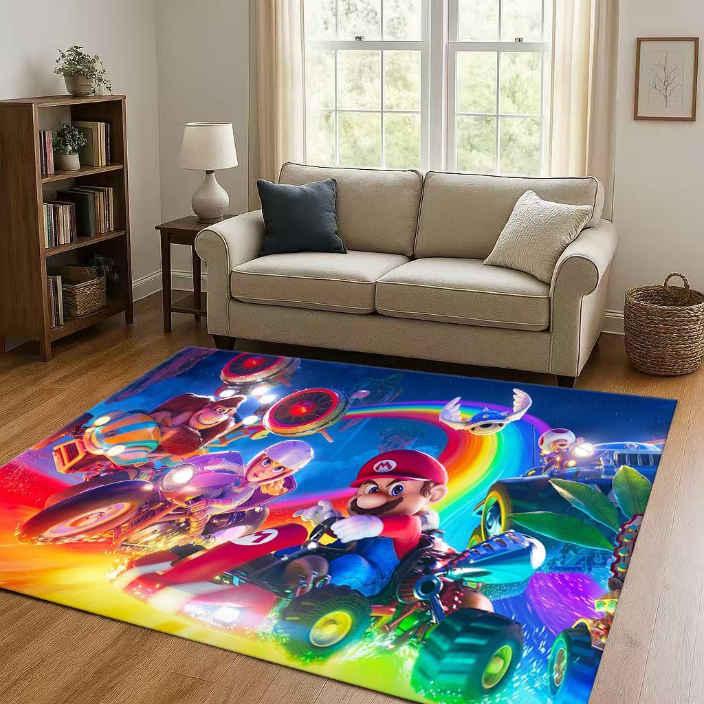 3D MINISO Mario Game Cartoon Christmas Gift Living Room Non-Slip Area Rug Carpet for Bedroom Playroom Sofa,Home Decor Doormat
