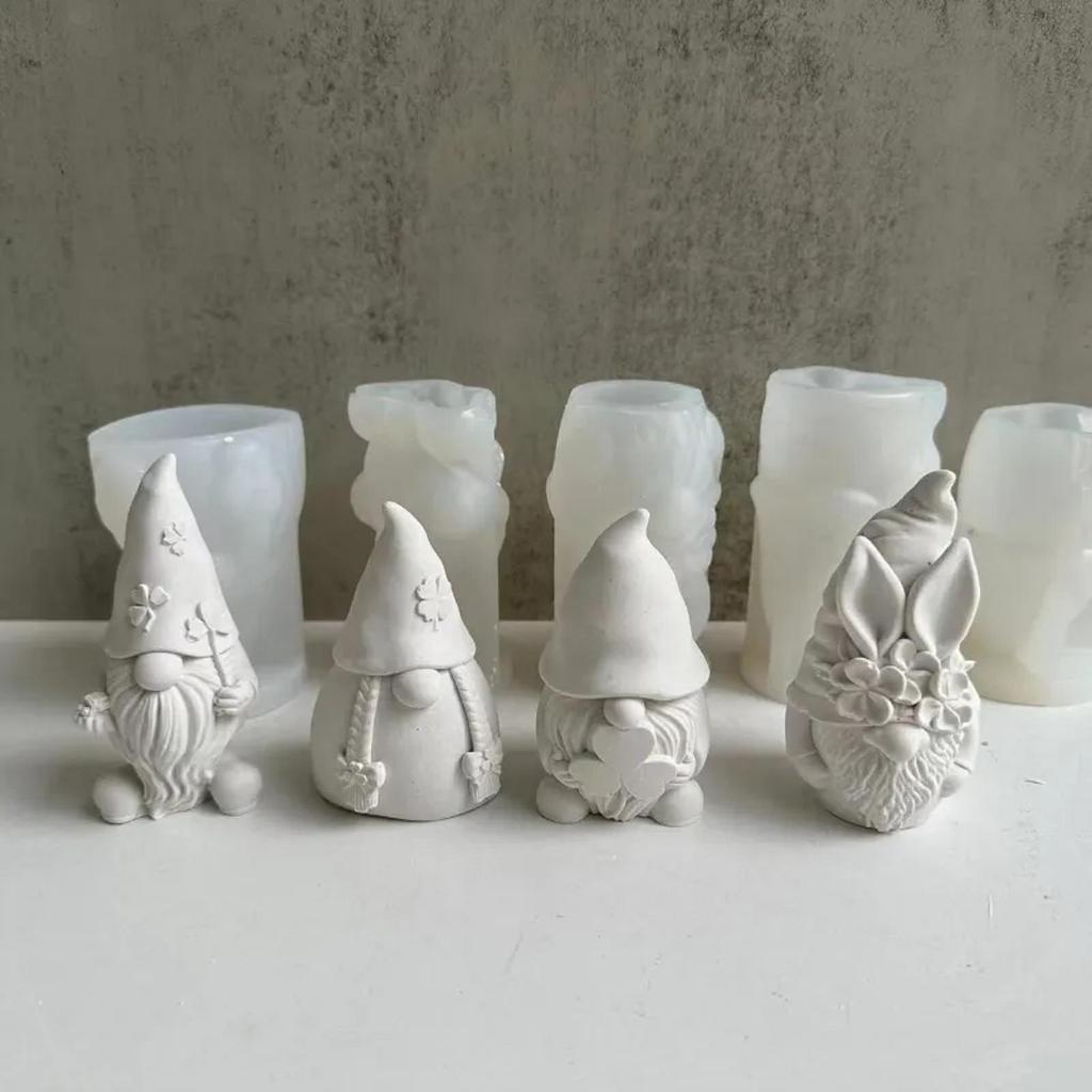 Faceless Dwarf Silicone Candle Mold Santa Claus Plaster Decoration Diy Candle Manufacturing Silicone Mold AVE