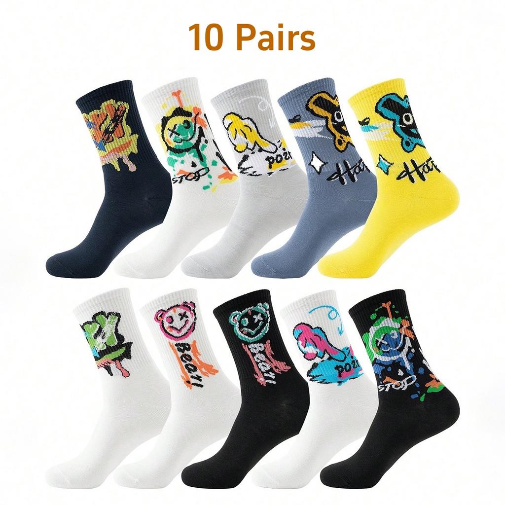 Разноцветные мужские носки до щиколотки, уличная мода граффити, удобные, дышащие, влагоотводящие
