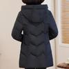 Plus Size 2XL-6XL Middle Age Women's Coat Winter Parkas Hooded Casual Loose Thick Warm Lady Jackets Long Sleeve Outerwears