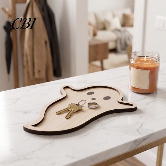 Gothic Table Centerpiece Halloween Wooden Pallet, Decorative Serving Tray, Skeleton/Ghost/Pumpkin Storage Entryway Key Bowl Organizer for Kitchen